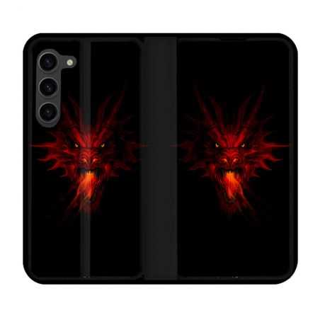 Housse Cuir Portefeuille Pour Samsung Galaxy S23 Plus Fantastique Dragon Feu