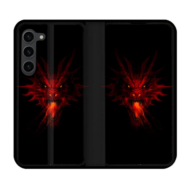 Housse Cuir Portefeuille Pour Samsung Galaxy S23 Plus Fantastique Dragon Feu