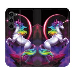 Housse Cuir Portefeuille Pour Samsung Galaxy S23 Plus Fantastique Licorne Arc en ciel