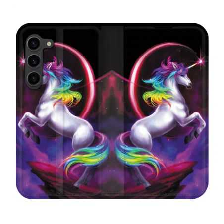 Housse Cuir Portefeuille Pour Samsung Galaxy S23 Plus Fantastique Licorne Arc en ciel