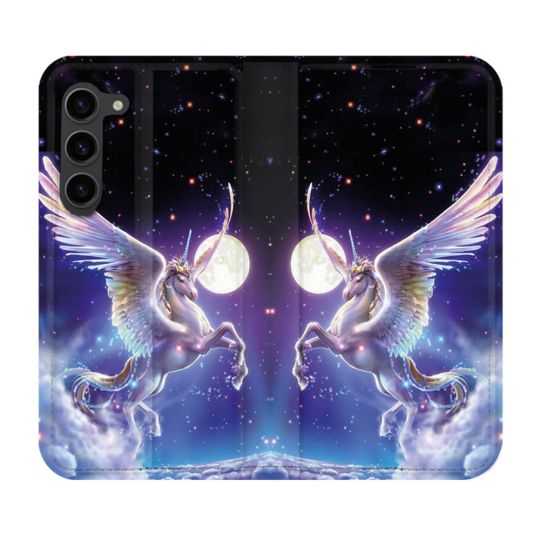 Housse Cuir Portefeuille Pour Samsung Galaxy S23 Plus Fantastique Licorne Céleste