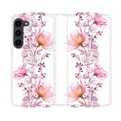 Housse Cuir Portefeuille Pour Samsung Galaxy S23 Plus Fleur Eclosion