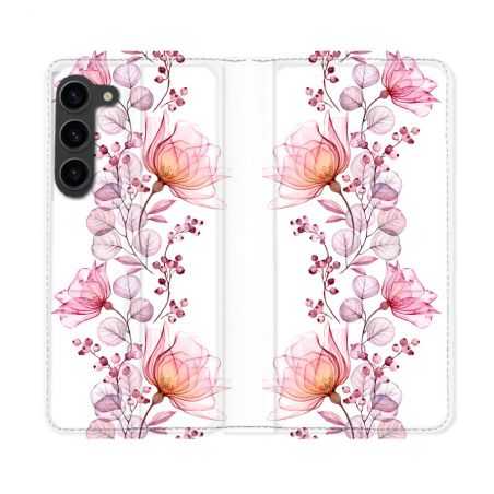 Housse Cuir Portefeuille Pour Samsung Galaxy S23 Plus Fleur Eclosion