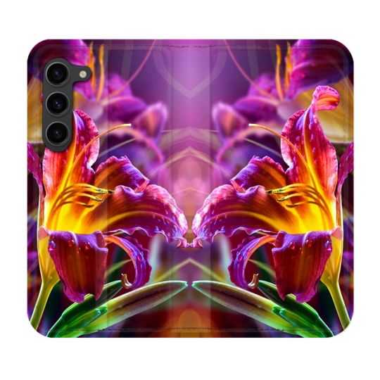 Housse Cuir Portefeuille Pour Samsung Galaxy S23 Plus Fleur Lys Color