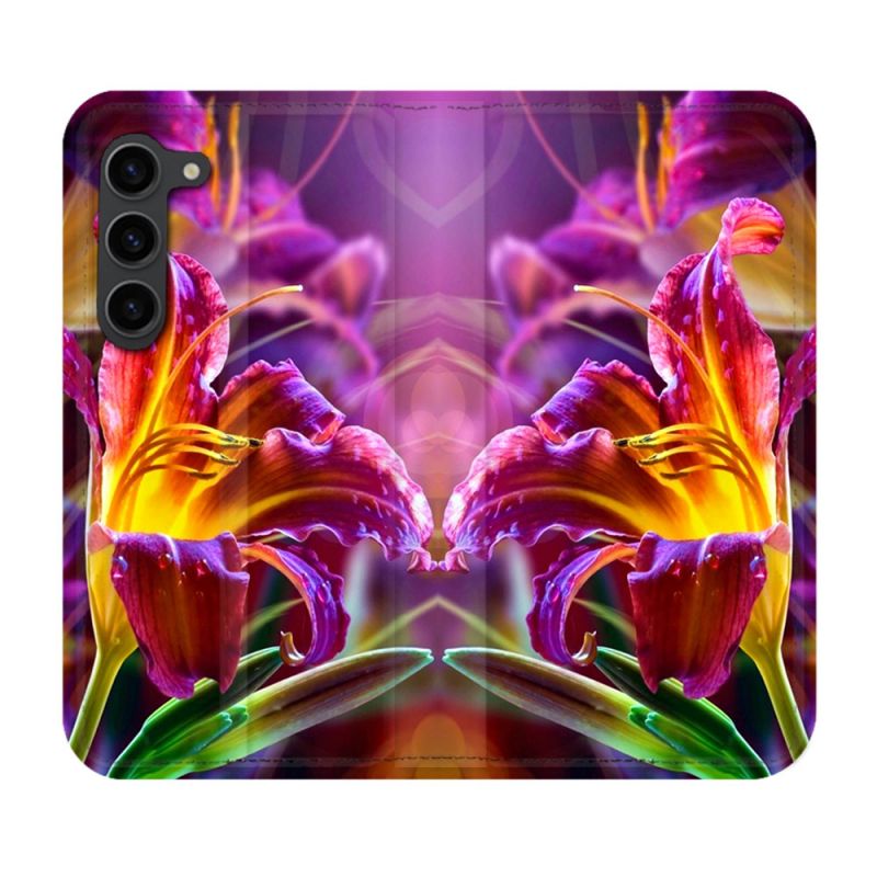 Housse Cuir Portefeuille Pour Samsung Galaxy S23 Plus Fleur Lys Color