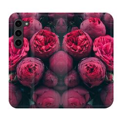 Housse Cuir Portefeuille Pour Samsung Galaxy S23 Plus Fleur Pivoine