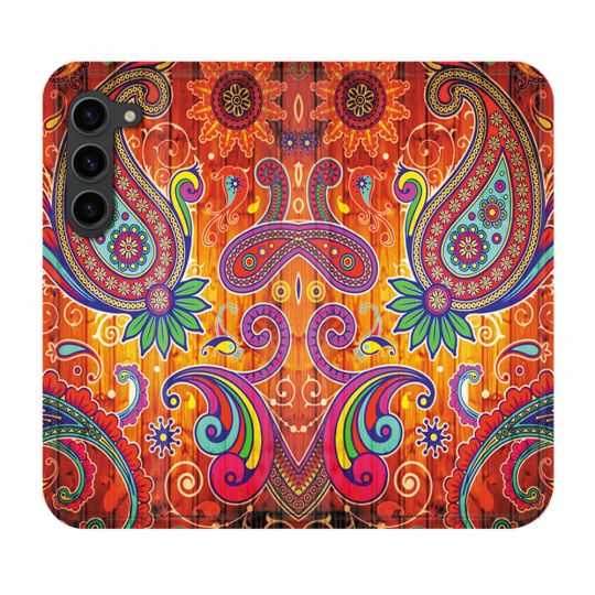 Housse Cuir Portefeuille Pour Samsung Galaxy S23 Plus Fleur Psychedelic