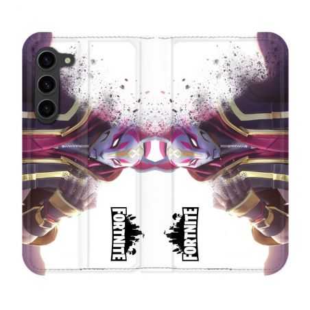 Housse Cuir Portefeuille Pour Samsung Galaxy S23 Plus Fortnite Blanc