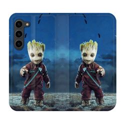 Housse Cuir Portefeuille Pour Samsung Galaxy S23 Plus Groot Bleu
