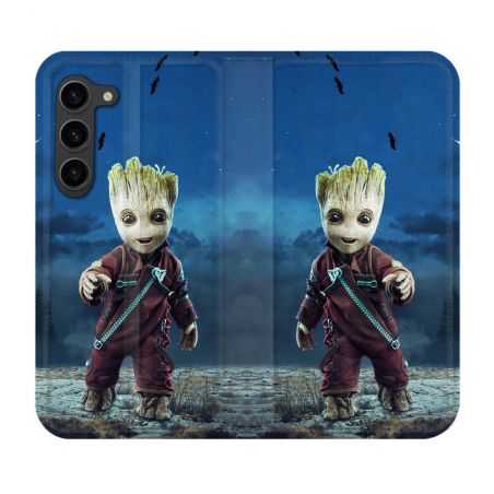 Housse Cuir Portefeuille Pour Samsung Galaxy S23 Plus Groot Bleu