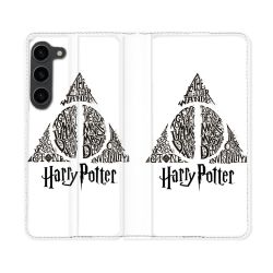 Housse Cuir Portefeuille Pour Samsung Galaxy S23 Plus Harry Potter Hollows triangle Blanc