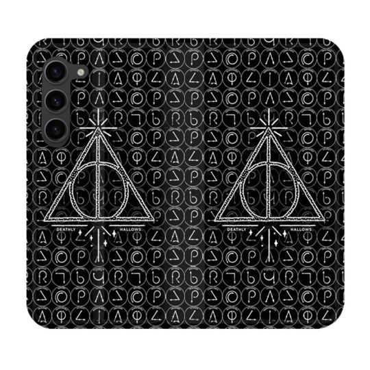 Housse Cuir Portefeuille Pour Samsung Galaxy S23 Plus Harry Potter Hollows Triangle Noir