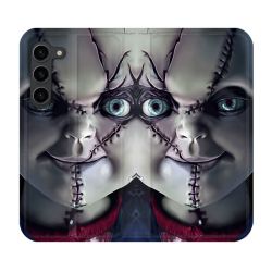Housse Cuir Portefeuille Pour Samsung Galaxy S23 Plus Horreur Chucky Cicatrice