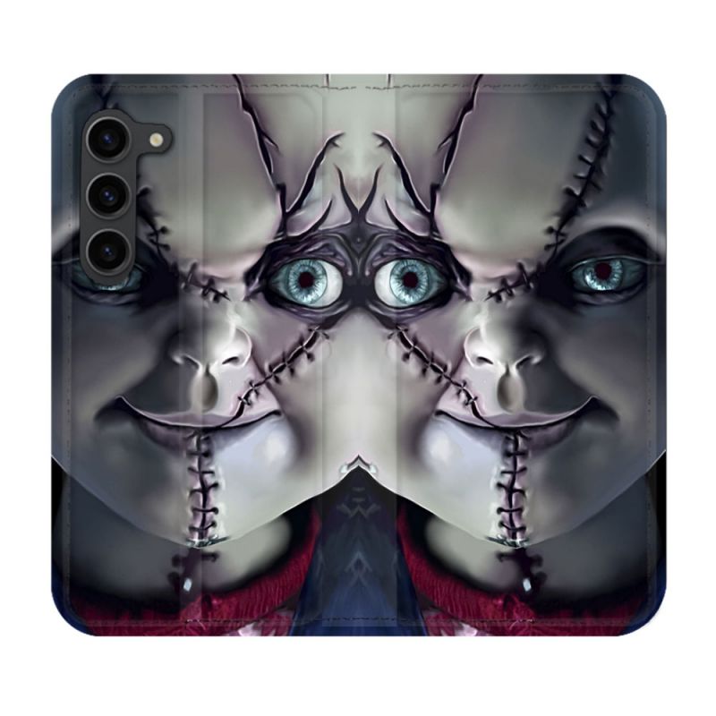 Housse Cuir Portefeuille Pour Samsung Galaxy S23 Plus Horreur Chucky Cicatrice