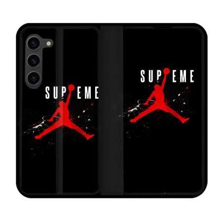 Housse Cuir Portefeuille Pour Samsung Galaxy S23 Plus Jordan Supreme Noir