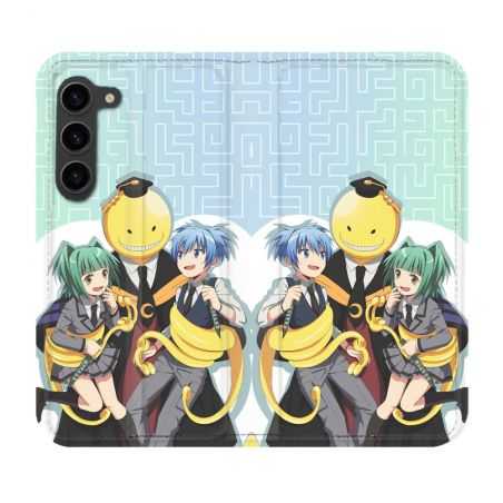 Housse Cuir Portefeuille Pour Samsung Galaxy S23 Plus Manga Assassination Classroom Kuro Trio