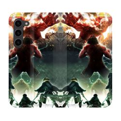 Housse Cuir Portefeuille Pour Samsung Galaxy S23 Plus Manga Attaque Titans Combat