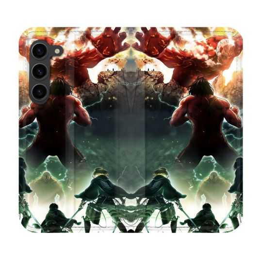 Housse Cuir Portefeuille Pour Samsung Galaxy S23 Plus Manga Attaque Titans Combat