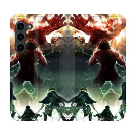 Housse Cuir Portefeuille Pour Samsung Galaxy S23 Plus Manga Attaque Titans Combat