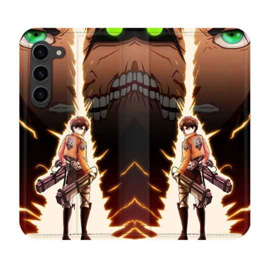 Housse Cuir Portefeuille Pour Samsung Galaxy S23 Plus Manga Attaque Titans Eren Eclair