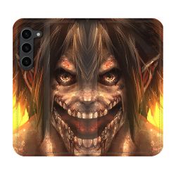 Housse Cuir Portefeuille Pour Samsung Galaxy S23 Plus Manga Attaque Titans Eren Titan