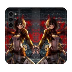 Housse Cuir Portefeuille Pour Samsung Galaxy S23 Plus Manga Attaque Titans Mikasa