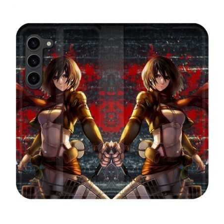 Housse Cuir Portefeuille Pour Samsung Galaxy S23 Plus Manga Attaque Titans Mikasa