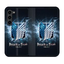 Housse Cuir Portefeuille Pour Samsung Galaxy S23 Plus Manga Attaque Titans Noir