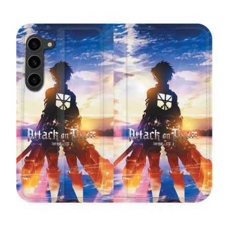 Housse Cuir Portefeuille Pour Samsung Galaxy S23 Plus Manga Attaque Titans Soleil