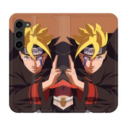 Housse Cuir Portefeuille Pour Samsung Galaxy S23 Plus Manga Boruto Signe