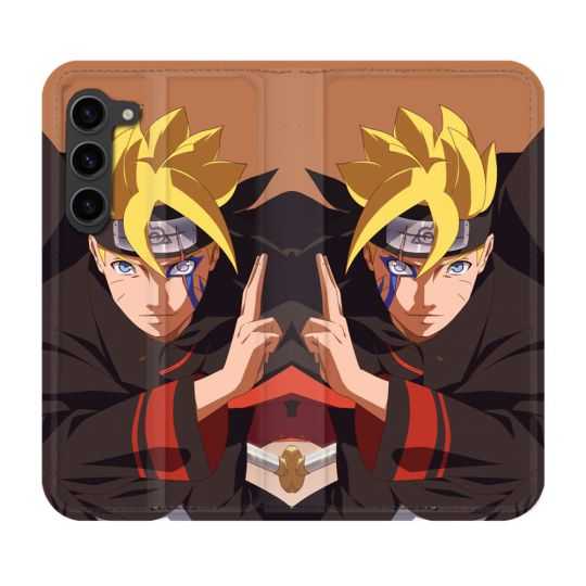 Housse Cuir Portefeuille Pour Samsung Galaxy S23 Plus Manga Boruto Signe