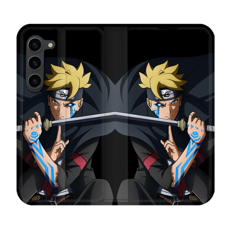 Housse Cuir Portefeuille Pour Samsung Galaxy S23 Plus Manga Boruto Tatouage