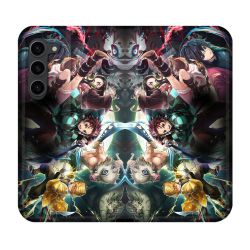Housse Cuir Portefeuille Pour Samsung Galaxy S23 Plus Manga Demon Slayer Groupe