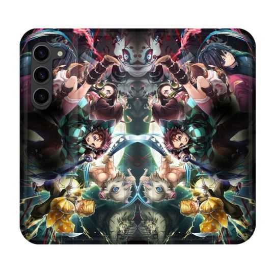 Housse Cuir Portefeuille Pour Samsung Galaxy S23 Plus Manga Demon Slayer Groupe