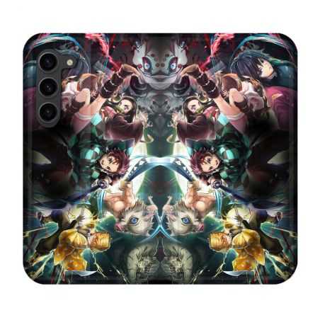 Housse Cuir Portefeuille Pour Samsung Galaxy S23 Plus Manga Demon Slayer Groupe