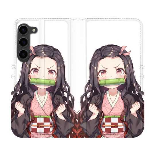 Housse Cuir Portefeuille Pour Samsung Galaxy S23 Plus Manga Demon Slayer Nezuko