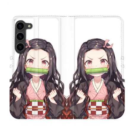 Housse Cuir Portefeuille Pour Samsung Galaxy S23 Plus Manga Demon Slayer Nezuko