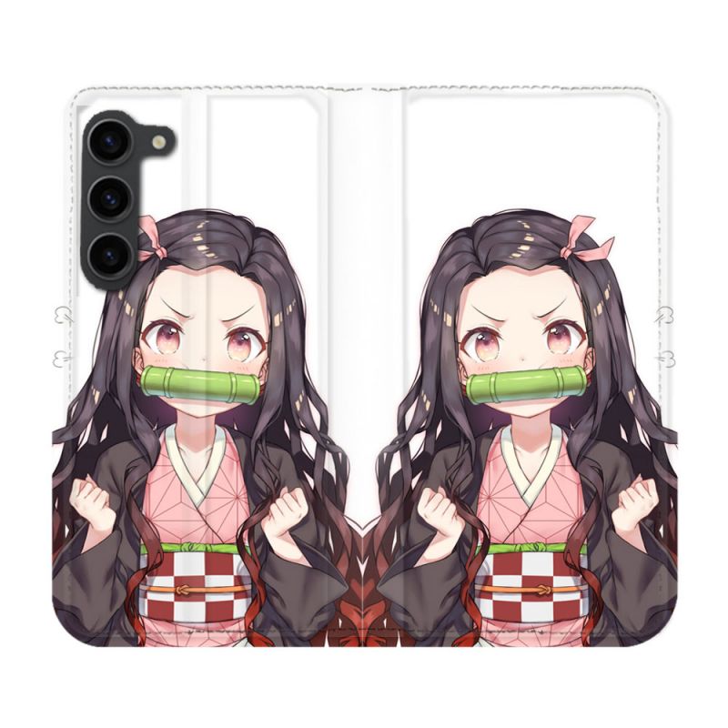 Housse Cuir Portefeuille Pour Samsung Galaxy S23 Plus Manga Demon Slayer Nezuko
