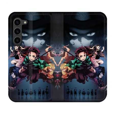 Housse Cuir Portefeuille Pour Samsung Galaxy S23 Plus Manga Demon Slayer Noir