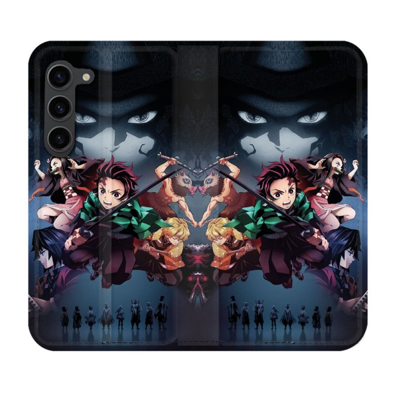 Housse Cuir Portefeuille Pour Samsung Galaxy S23 Plus Manga Demon Slayer Noir