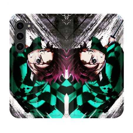 Housse Cuir Portefeuille Pour Samsung Galaxy S23 Plus Manga Demon Slayer Tanjiro