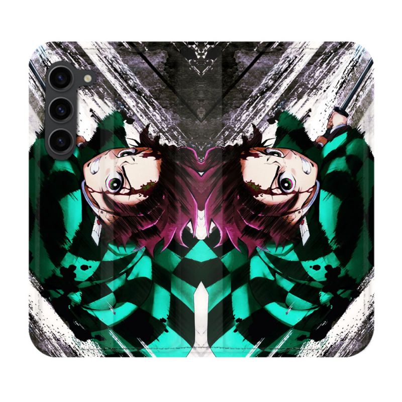 Housse Cuir Portefeuille Pour Samsung Galaxy S23 Plus Manga Demon Slayer Tanjiro
