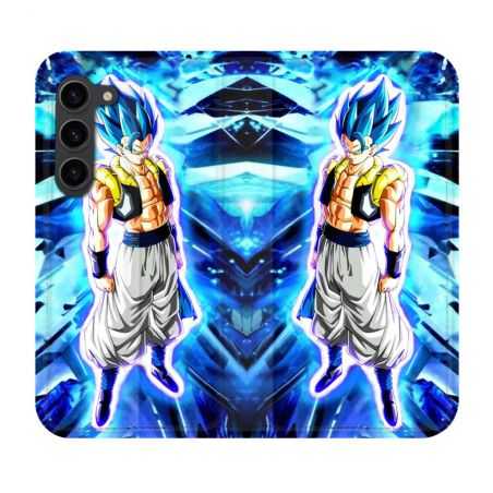 Housse Cuir Portefeuille Pour Samsung Galaxy S23 Plus Manga Dragon Ball Gogeta Lumiere