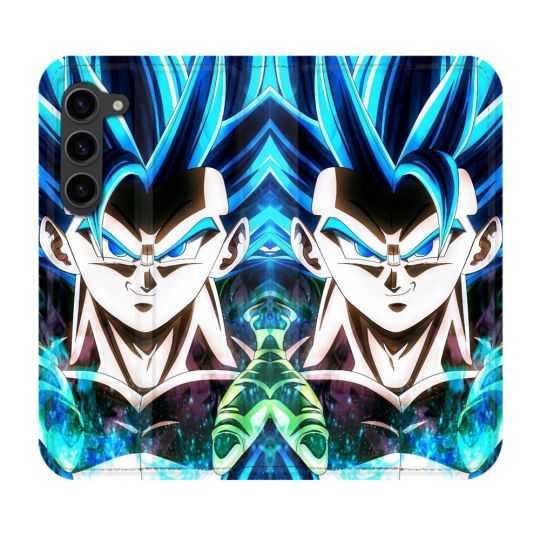Housse Cuir Portefeuille Pour Samsung Galaxy S23 Plus Manga Dragon Ball Gogeta Visage