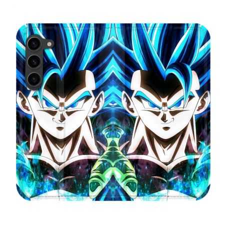 Housse Cuir Portefeuille Pour Samsung Galaxy S23 Plus Manga Dragon Ball Gogeta Visage