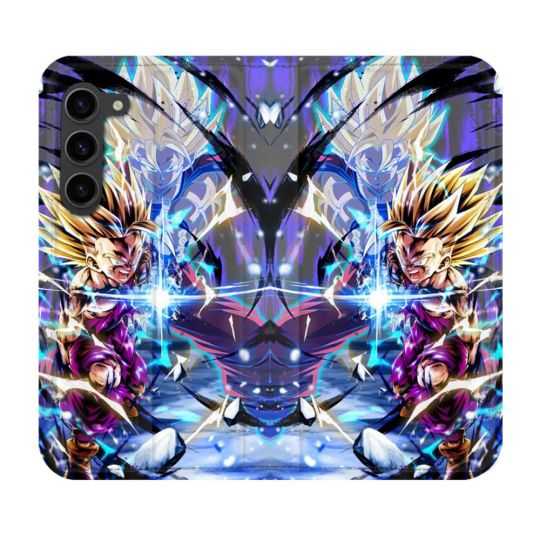 Housse Cuir Portefeuille Pour Samsung Galaxy S23 Plus Manga Dragon Ball Sangohan Duo
