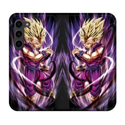 Housse Cuir Portefeuille Pour Samsung Galaxy S23 Plus Manga Dragon Ball Sangohan Violet