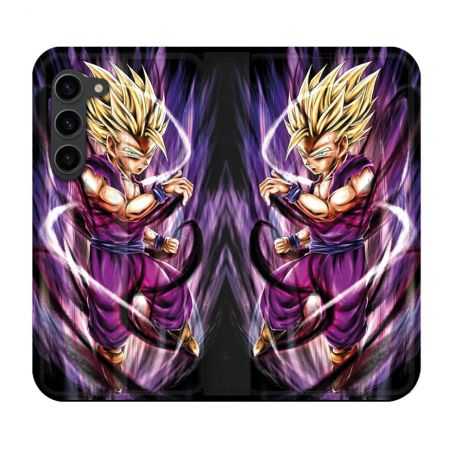 Housse Cuir Portefeuille Pour Samsung Galaxy S23 Plus Manga Dragon Ball Sangohan Violet