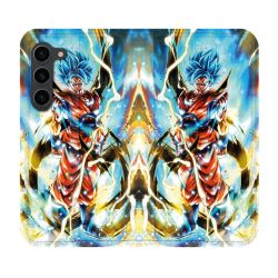 Housse Cuir Portefeuille Pour Samsung Galaxy S23 Plus Manga Dragon Ball Sangoku Blanc