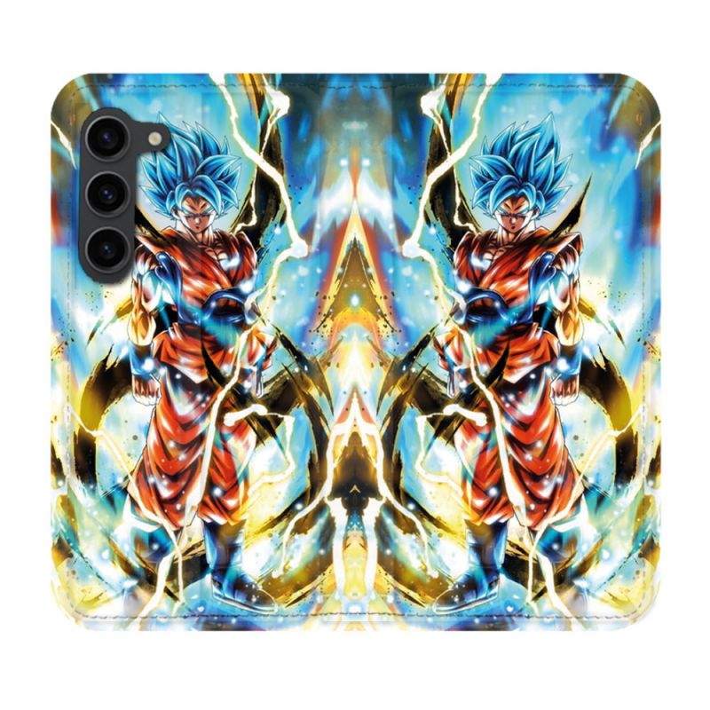 Housse Cuir Portefeuille Pour Samsung Galaxy S23 Plus Manga Dragon Ball Sangoku Blanc